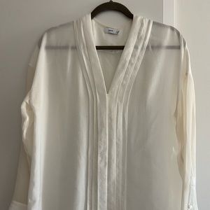 Vince sheer long sleeve silk blouse